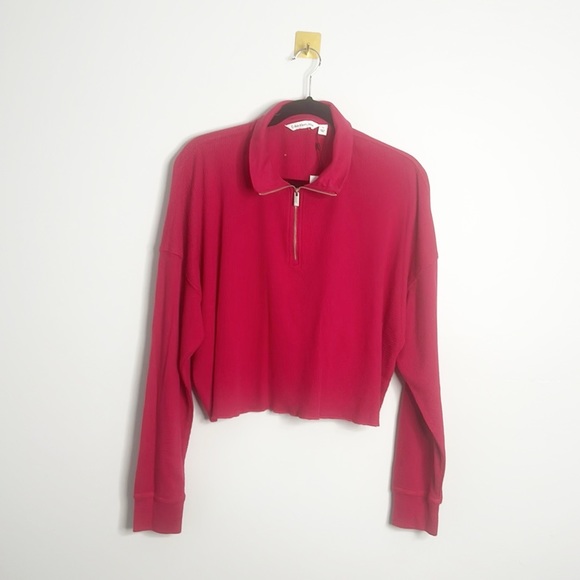 CALVIN KLEIN JEANS Women's Waffle-Knit Half-Zip Top - Picture 2 of 5